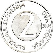 Slovenia 2 Tolarja (Swallow) REPUBLIKA SLOVENIJA DVA TOLARJA 2 2004 coin obverse