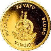 Vanuatu 20 Vatu (Ancient Gold. Greek Tetradrachm) RIPABLIK 20 VATU BLONG LONG GOD YUMI STANAP VANUATU coin obverse Vanuatu 20 Vatu (Ancient Gold. Greek Tetradrachm) RIPABLIK 20 VATU BLONG LONG GOD YUMI STANAP VANUATU coin obverse