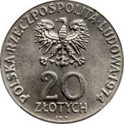Poland 20 Zlotych (25th Anniversary of the Comecon. Trial Strike) KM# Pr238 POLSKA RZECZPOSPOLITA LUDOWA 1974 MW 20 ZŁOTYCH J M-N coin obverse