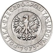 Poland 20 Zlotych (Grain Ears. Trial Strike) KM# Pr213 POLSKA RZECZPOSPOLITA LUDOWA 1973 MW coin obverse Poland 20 Zlotych (Grain Ears. Trial Strike) KM# Pr213 POLSKA RZECZPOSPOLITA LUDOWA 1973 MW coin obverse