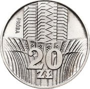 Poland 20 Zlotych (Grain Ears. Trial Strike) KM# Pr213 PRÓBA 20 ZŁ coin reverse Poland 20 Zlotych (Grain Ears. Trial Strike) KM# Pr213 PRÓBA 20 ZŁ coin reverse