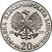 Poland 20 Zlotych (Maria Konopnicka. Trial Strike) KM# Pr295 POLSKA RZECZPOSPOLITA LUDOWA 19 77 MW ZŁ 20 ZŁ coin obverse