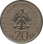 Poland 20 Zlotych Restoration of Krakow. Trial Strike 1981 MW KM# Pr429 POLSKA RZECZPOSPOLITA LUDOWA 19 81 MW ZŁ 20 ZŁ coin obverse