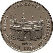 Poland 20 Zlotych Restoration of Krakow. Trial Strike 1981 MW KM# Pr429 CRACOVIA PRÓBA TOTIUS POLONIAE URBS CELEBERRIMA coin reverse