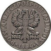 Poland 20 Zlotych (The Tree. Trial Strike) KM# Pr123 POLSKA RZECZPOSPOLITA LUDOWA MW 1944 1964 1964 coin obverse Poland 20 Zlotych (The Tree. Trial Strike) KM# Pr123 POLSKA RZECZPOSPOLITA LUDOWA MW 1944 1964 1964 coin obverse