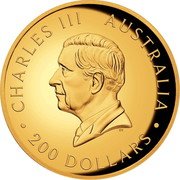 Australia 200 Dollars (Kookaburra. High Relief) CHARLES III AUSTRALIA 200 DOLLARS DT coin obverse Australia 200 Dollars (Kookaburra. High Relief) CHARLES III AUSTRALIA 200 DOLLARS DT coin obverse