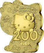 France 200 Euro Hello Kitty 50th Anniversary 2024 c ⊞ RF 2024 200 EURO 50TH ANNIVERSARY - 50ÈME ANNIVERSAIRE ©2024 SANRIO HELLO KITTY coin obverse