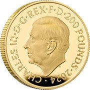 UK 200 Pounds (80th Anniversary of D-Day) CHARLES III D G REX F D 200 POUNDS 2024 MJ coin obverse UK 200 Pounds (80th Anniversary of D-Day) CHARLES III D G REX F D 200 POUNDS 2024 MJ coin obverse