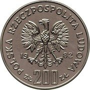 Poland 200 Zlotych Boleslaus III Wrymouth. Trial Strike 1982 MW KM# Pr468 POLSKA RZECZPOSPOLITA LUDOWA 19 82 MW ZŁ 200 ZŁ coin obverse Poland 200 Zlotych Boleslaus III Wrymouth. Trial Strike 1982 MW KM# Pr468 POLSKA RZECZPOSPOLITA LUDOWA 19 82 MW ZŁ 200 ZŁ coin obverse