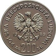 Poland 200 Zlotych Jan III Sobieski. Trial Strike 1983 MW KM# Pr490 POLSKA RZECZPOSPOLITA LUDOWA 19 83 MW ZŁ 200 ZŁ coin obverse Poland 200 Zlotych Jan III Sobieski. Trial Strike 1983 MW KM# Pr490 POLSKA RZECZPOSPOLITA LUDOWA 19 83 MW ZŁ 200 ZŁ coin obverse