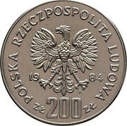 Poland 200 Zlotych Summer Olympics. Trial Strike 1984 MW KM# Pr502 POLSKA RZECZPOSPOLITA LUDOWA 19 84 MW ZŁ 200 ZŁ coin obverse Poland 200 Zlotych Summer Olympics. Trial Strike 1984 MW KM# Pr502 POLSKA RZECZPOSPOLITA LUDOWA 19 84 MW ZŁ 200 ZŁ coin obverse