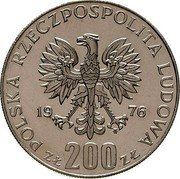 Poland 200 Zlotych XXI Summer Olympics. Trial Strike 1976 MW KM# Pr284 POLSKA RZECZPOSPOLITA LUDOWA 19 76 MW ZŁ 200 ZŁ coin obverse Poland 200 Zlotych XXI Summer Olympics. Trial Strike 1976 MW KM# Pr284 POLSKA RZECZPOSPOLITA LUDOWA 19 76 MW ZŁ 200 ZŁ coin obverse
