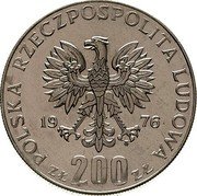 Poland 200 Zlotych XXI Summer Olympics. Trial Strike 1976 MW KM# Pr283 POLSKA RZECZPOSPOLITA LUDOWA 19 76 MW ZŁ 200 ZŁ coin obverse Poland 200 Zlotych XXI Summer Olympics. Trial Strike 1976 MW KM# Pr283 POLSKA RZECZPOSPOLITA LUDOWA 19 76 MW ZŁ 200 ZŁ coin obverse