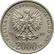 Poland 2000 Zlotych Kazimierz I Odnowiciel. Trial Strike 1980 MW KM# Pr426 POLSKA RZECZPOSPOLITA LUDOWA 19 80 MW ZŁ 2000 ZŁ coin obverse Poland 2000 Zlotych Kazimierz I Odnowiciel. Trial Strike 1980 MW KM# Pr426 POLSKA RZECZPOSPOLITA LUDOWA 19 80 MW ZŁ 2000 ZŁ coin obverse