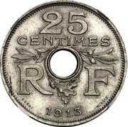 France 25 Centimes (Trial of H. Guis. Large Module) 25 CENTIMES R F 1913 ESSAI coin obverse France 25 Centimes (Trial of H. Guis. Large Module) 25 CENTIMES R F 1913 ESSAI coin obverse