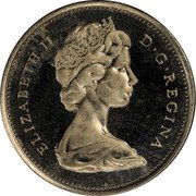 Canada 25 Cents (Centennial Trial Strike) ELIZABETH II D G REGINA coin obverse Canada 25 Cents (Centennial Trial Strike) ELIZABETH II D G REGINA coin obverse