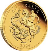 Australia 25 Dollars 125th Anniversary Australia Sovereign 2024 P125 Proof JM P125 AUSTRALIA 2024 coin reverse Australia 25 Dollars 125th Anniversary Australia Sovereign 2024 P125 Proof JM P125 AUSTRALIA 2024 coin reverse