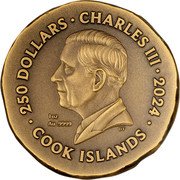 Cook Islands 250 Dollars (Gryphon) 250 DOLLARS CHARLES III 2024 1OZ AU .9999 DT COOK ISLANDS coin obverse Cook Islands 250 Dollars (Gryphon) 250 DOLLARS CHARLES III 2024 1OZ AU .9999 DT COOK ISLANDS coin obverse