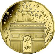 France 250 Euro (The Mascot and the Arc de Triomphe) PARIS 2024 coin reverse