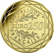 France 250 Euro (The Mascot and the Eiffel Tower) RÉPUBLIQUE FRANÇAISE 250 EURO 2024 coin obverse
