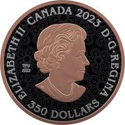 Canada 350 Dollars Opulence. Harmonious 2023 Proof 1952 2022 2023 350 DOLLARS CANADA ELIZABETH II D G REGINA SB coin obverse Canada 350 Dollars Opulence. Harmonious 2023 Proof 1952 2022 2023 350 DOLLARS CANADA ELIZABETH II D G REGINA SB coin obverse