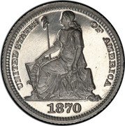 USA 5 Cents (Half Disme Pattern) UNITED STATES OF AMERICA LIBERTY 1870 coin obverse USA 5 Cents (Half Disme Pattern) UNITED STATES OF AMERICA LIBERTY 1870 coin obverse
