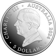Australia 5 Dollars Australian Paralympic Team 2024  Proof CHARLES III AUSTRALIA 2024 5 DOLLARS DT coin obverse Australia 5 Dollars Australian Paralympic Team 2024  Proof CHARLES III AUSTRALIA 2024 5 DOLLARS DT coin obverse