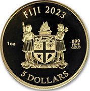 Fiji 5 Dollars Egyptian Dragon 2023 REREVAKA NA KALOU KA DOKA NA TUI 1OZ .999 FINE GOLD FIJI 2023 5 DOLLARS coin obverse Fiji 5 Dollars Egyptian Dragon 2023 REREVAKA NA KALOU KA DOKA NA TUI 1OZ .999 FINE GOLD FIJI 2023 5 DOLLARS coin obverse