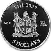 Fiji 5 Dollars (Egyptian Dragon) REREVAKA NA KALOU KA DOKA NA TUI 5OZ .999 FINE SILVER FIJI 2023 5 DOLLARS coin obverse Fiji 5 Dollars (Egyptian Dragon) REREVAKA NA KALOU KA DOKA NA TUI 5OZ .999 FINE SILVER FIJI 2023 5 DOLLARS coin obverse