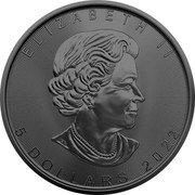 Canada 5 Dollars (Rhodium and Gold plated Maple Leaf) 5 DOLLARS 2022 ELIZABETH II SB coin obverse