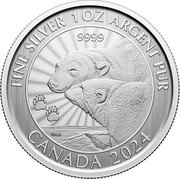 Canada 5 Dollars The Majestic Polar Bears. Premium Bullion 2024  Bullion FINE SILVER 1 OZ ARGENT PUR 9999 WAH CANADA 2024 coin reverse Canada 5 Dollars The Majestic Polar Bears. Premium Bullion 2024  Bullion FINE SILVER 1 OZ ARGENT PUR 9999 WAH CANADA 2024 coin reverse