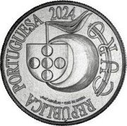 Portugal 5 Euro 500th Anniversary of Luis Vaz de Camoes 2024 CASA MOEDA 5 €URO 2024 JOSÉ AURELIO - CASA DA MOEDA REPÚBLICA PORTUGUESA coin obverse