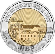 Poland 5 Zlotych Benedictine Abbey in Tyniec 2024 MW OPACTWO BENEDYKTYNÓW W TYŃCU NBP PP coin reverse Poland 5 Zlotych Benedictine Abbey in Tyniec 2024 MW OPACTWO BENEDYKTYNÓW W TYŃCU NBP PP coin reverse