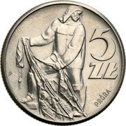 Poland 5 Zlotych Fisherman. Trial Strike 1959  KM# Pr61 5 ZŁ PRÓBA coin reverse Poland 5 Zlotych Fisherman. Trial Strike 1959  KM# Pr61 5 ZŁ PRÓBA coin reverse