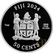 Fiji 50 Cents (Cats on Grass) 1 OZ .999 FINE SILVER 2024 50 CENTS FIJI REREVAKA NA KALOU KA DOKA NA TUI coin obverse Fiji 50 Cents (Cats on Grass) 1 OZ .999 FINE SILVER 2024 50 CENTS FIJI REREVAKA NA KALOU KA DOKA NA TUI coin obverse