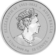 Australia 50 Cents Year of the Dragon. Indigo Dragon 2024 P125 In Sets only 1/2 OZ 9999 AG 1952 - 2022 50 CENTS AUSTRALIA ELIZABETH II JC coin obverse Australia 50 Cents Year of the Dragon. Indigo Dragon 2024 P125 In Sets only 1/2 OZ 9999 AG 1952 - 2022 50 CENTS AUSTRALIA ELIZABETH II JC coin obverse