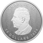 Canada 50 Dollars Maple Leaf Ultra High Relief 2024 CHARLES III 50 DOLLARS 2024 SR coin obverse