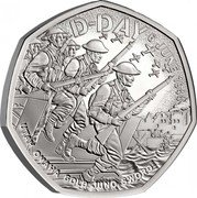 UK 50 Pence (80th Anniversary of D-Day. Lighter Piece) D-DAY 6 JUNE 1944 D L UTAH OMAHA GOLD JUNO SWORD coin reverse UK 50 Pence (80th Anniversary of D-Day. Lighter Piece) D-DAY 6 JUNE 1944 D L UTAH OMAHA GOLD JUNO SWORD coin reverse