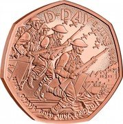 UK 50 Pence (80th Anniversary of D-Day) D-DAY 6 JUNE 1944 DL UTAH OMAHA GOLD JUNO SWORD coin reverse UK 50 Pence (80th Anniversary of D-Day) D-DAY 6 JUNE 1944 DL UTAH OMAHA GOLD JUNO SWORD coin reverse