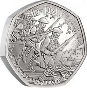 UK 50 Pence (80th Anniversary of D-Day) D-DAY 6 JUNE 1944 D L UTAH OMAHA GOLD JUNO SWORD coin reverse UK 50 Pence (80th Anniversary of D-Day) D-DAY 6 JUNE 1944 D L UTAH OMAHA GOLD JUNO SWORD coin reverse