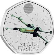UK 50 Pence Star Wars. X-Wing. Colored 2024 BU STAR WARS™ ©&™ LUCASFILM LTD. coin reverse