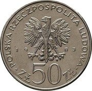 Poland 50 Zlotych Great Theatre. Trial Strike 1983 MW KM# Pr482 POLSKA RZECZPOSPOLITA LUDOWA 19 83 MW ZŁ 50 ZŁ coin obverse Poland 50 Zlotych Great Theatre. Trial Strike 1983 MW KM# Pr482 POLSKA RZECZPOSPOLITA LUDOWA 19 83 MW ZŁ 50 ZŁ coin obverse