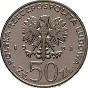 Poland 50 Zlotych Ladislaus I Herman. Trial Strike 1981 MW KM# Pr436 POLSKA RZECZPOSPOLITA LUDOWA 19 81 MW ZŁ 50 ZŁ coin obverse