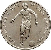 Poland 500 Zlotych European Football Championship in West Germany. Trial Strike 1987 MW KM# Pr557 MISTRZOSTWA EUROPY W PIŁCE NOŻNEJ 1988 PRÓBA TT. coin reverse