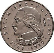 Poland 500 Zlotych Kazimierz Pulaski. Trial Strike 1976 MW KM# Pr291 KAZIMIERZ PUŁASKI PRÓBA WS 1747-1779 coin reverse Poland 500 Zlotych Kazimierz Pulaski. Trial Strike 1976 MW KM# Pr291 KAZIMIERZ PUŁASKI PRÓBA WS 1747-1779 coin reverse