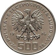 Poland 500 Zlotych Tadeusz Kosciuszko. Trial Strike 1976 MW KM# Pr290 POLSKA RZECZPOSPOLITA LUDOWA 19 76 MW ZŁ 500 ZŁ coin obverse Poland 500 Zlotych Tadeusz Kosciuszko. Trial Strike 1976 MW KM# Pr290 POLSKA RZECZPOSPOLITA LUDOWA 19 76 MW ZŁ 500 ZŁ coin obverse