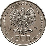 Poland 500 Zlotych Tadeusz Kosciuszko. Trial Strike 1976 MW KM# Pr288 POLSKA RZECZPOSPOLITA LUDOWA 19 76 MW ZŁ 500 ZŁ coin obverse Poland 500 Zlotych Tadeusz Kosciuszko. Trial Strike 1976 MW KM# Pr288 POLSKA RZECZPOSPOLITA LUDOWA 19 76 MW ZŁ 500 ZŁ coin obverse