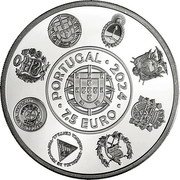 Portugal 7-1/2 Euro Ibero-American Capitals. Lisbon. Colored 2024 Proof 2024 7.5 EURO PORTUGAL coin obverse
