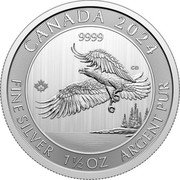 Canada 8 Dollars (Bald Eagle with Claws) CANADA 2024 FINE SILVER 1 1/2 OZ ARGENT PUR 9999 CD coin reverse Canada 8 Dollars (Bald Eagle with Claws) CANADA 2024 FINE SILVER 1 1/2 OZ ARGENT PUR 9999 CD coin reverse