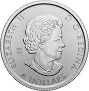 Canada 8 Dollars (Bison. Memorial) ELIZABETH II D G REGINA 8 DOLLARS 1952 2022 SB coin obverse Canada 8 Dollars (Bison. Memorial) ELIZABETH II D G REGINA 8 DOLLARS 1952 2022 SB coin obverse